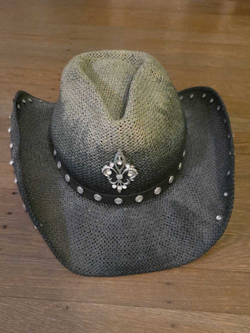 Peter Grimm Black Gray Ombre Drifter Cowboy Hat with Silver Fleur-de-Lis Accent